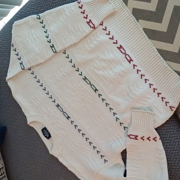 Woolrich mens vintage 100% cotton Crewneck Sweater red green natural Holiday M - Picture 5 of 15